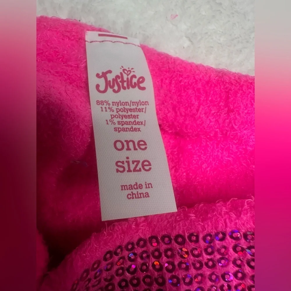 Justice Girls Cozy One Size Fit All Winter Headband Sequence Pink Super Soft